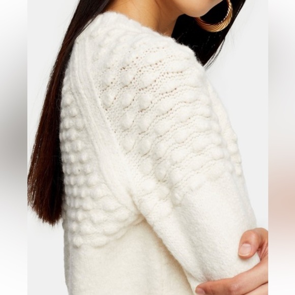 Topshop Ivory Bobble Knitted Sweater, US 8-10/M-L - Picture 3 of 11